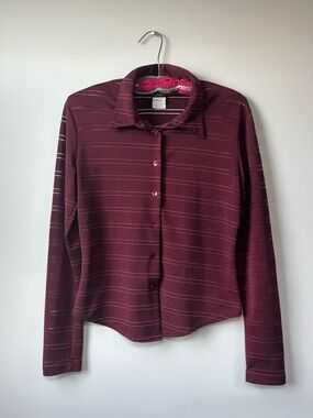 Classic Burgundy Long-Sleeve Button-Down Shirt